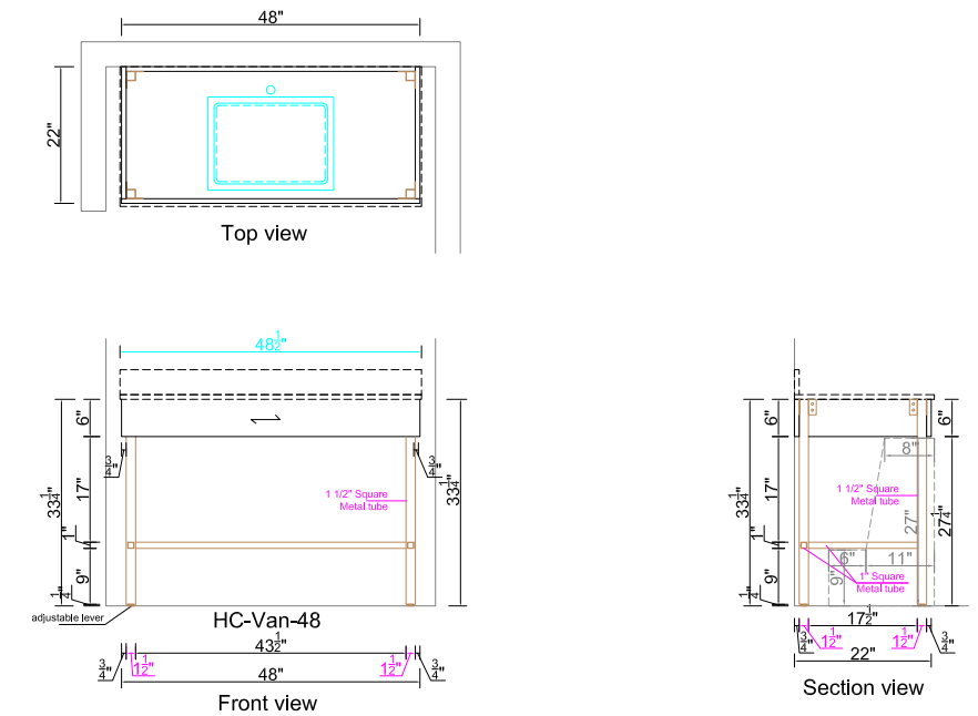 ADA Vanity Base (Metal Legs)