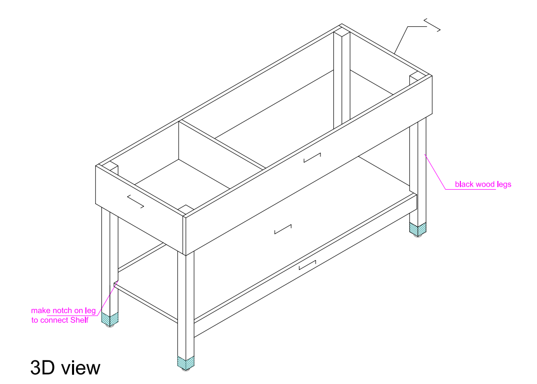 Standard Vanity Base (Wood Legs)