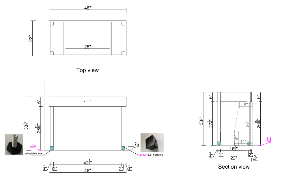 ADA Vanity Base （Wood Legs）